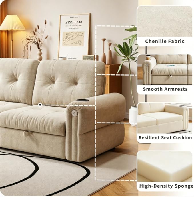 Convertible Couches, Queen Size Pull Out Sofa Bed - Image 5