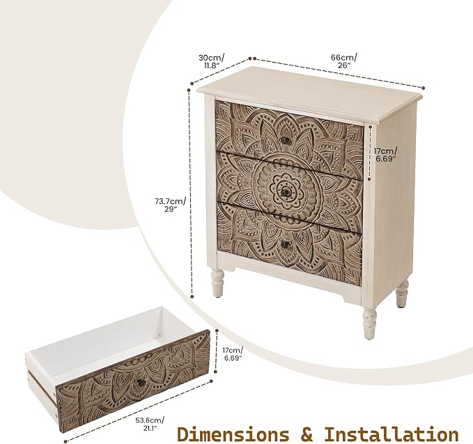 SUNBURY Vintage Wooden Nightstand Set 2, Wood Accent Table - Image 3