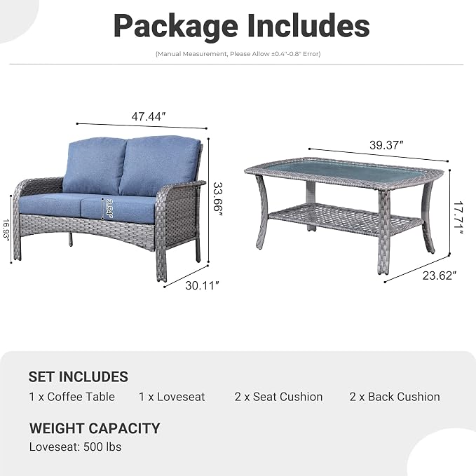 ovios 2-Piece Patio Furniture Set, Outdoor Wicker Sofa - Image 9