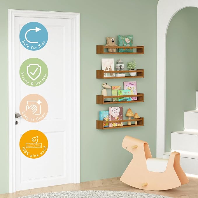 Forbena 24 Inch Wooden Floating Nursery Book Shelves - Image 3