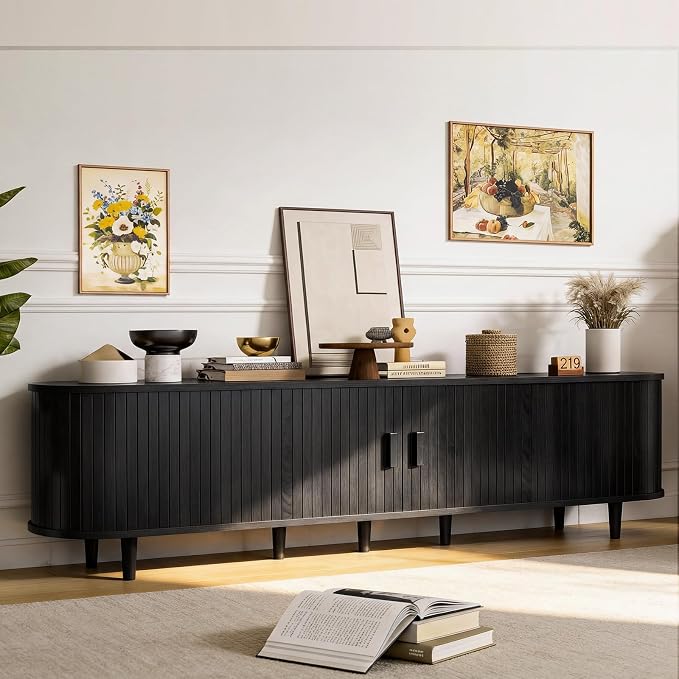 80" Mid Century Modern TV Stand, Wood TV Consoles - Image 8
