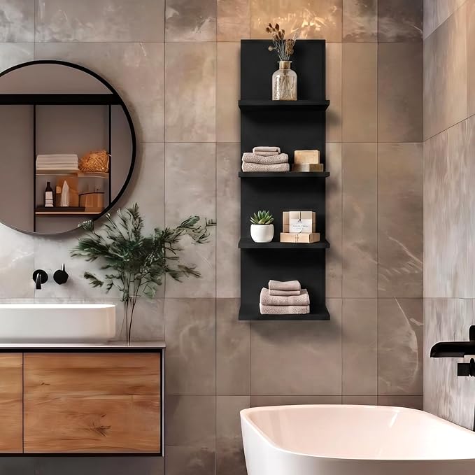 Homaterial Wall Shelves 4 Tier, Simple Vertical Corner Shelf - Image 5
