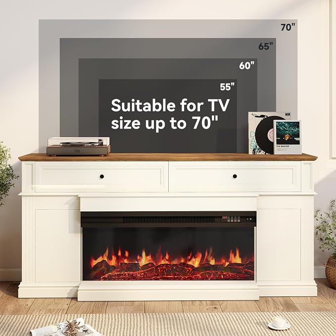 63" Farmhouse TV Stand with Fireplace - Image 8