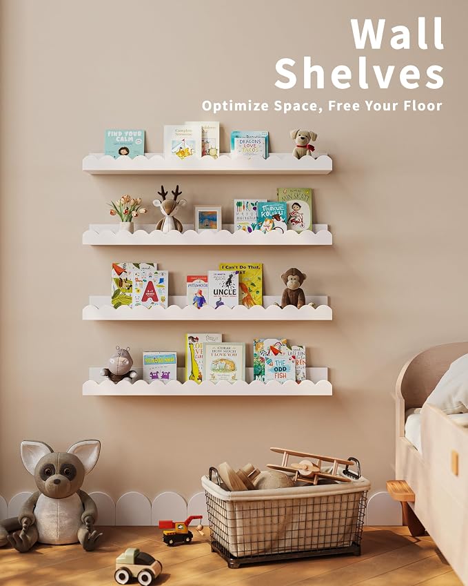 Shario Nursery Book Shelves, Scalloped Shelves, Wall Book Shelves - Image 4