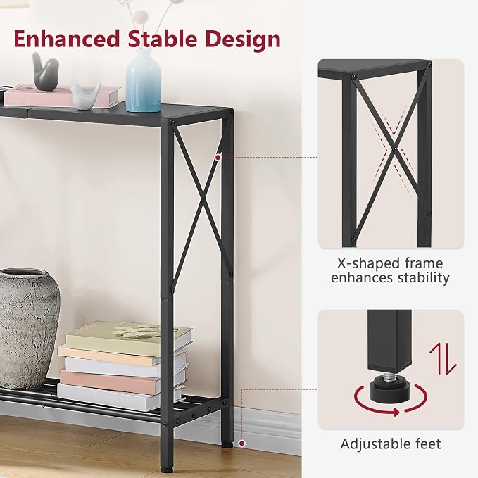 Tajsoon Small Entryway Table, 2-Tier Narrow Consle Table - Image 5