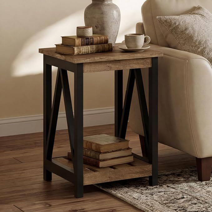 ChooChoo Farmhouse End Table, Rustic Vintage End Side Table - Image 6