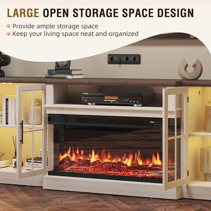 98" Farmhouse TV Stand with 36" Fireplace - Image 4