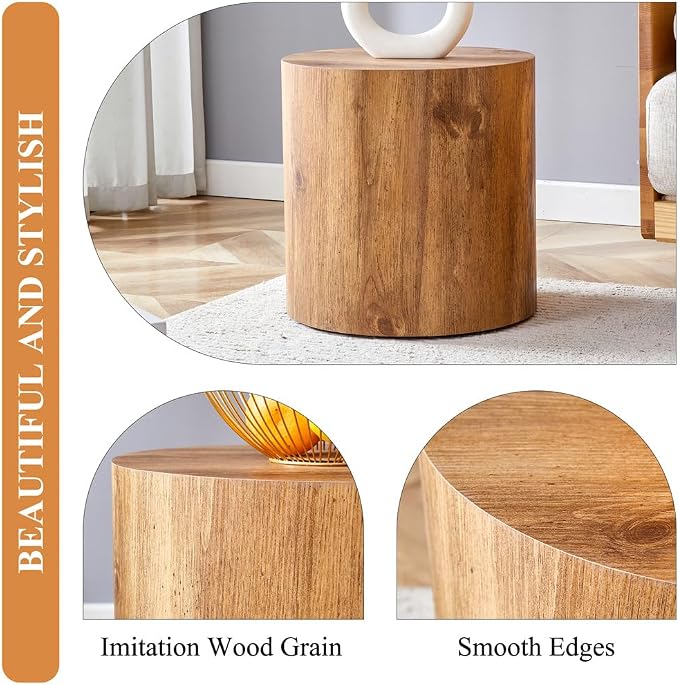 Round Side Table, End Table Living Room Table, Sofa Couch Bedside Table - Image 5
