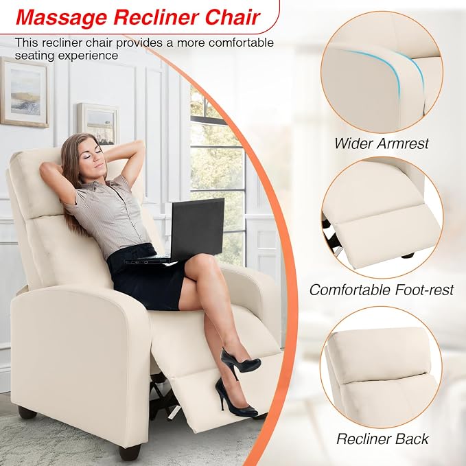 FDW Recliner Chair Massage Chair Reading Chair Reclining Sofa Home Theater - Image 4