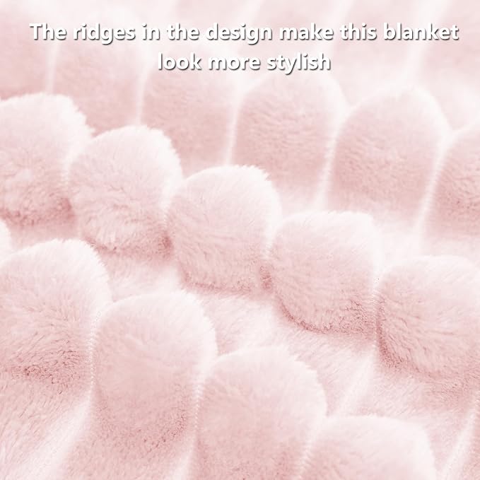 HIMEET Pink Ribbed Queen Size Blanket - Image 8
