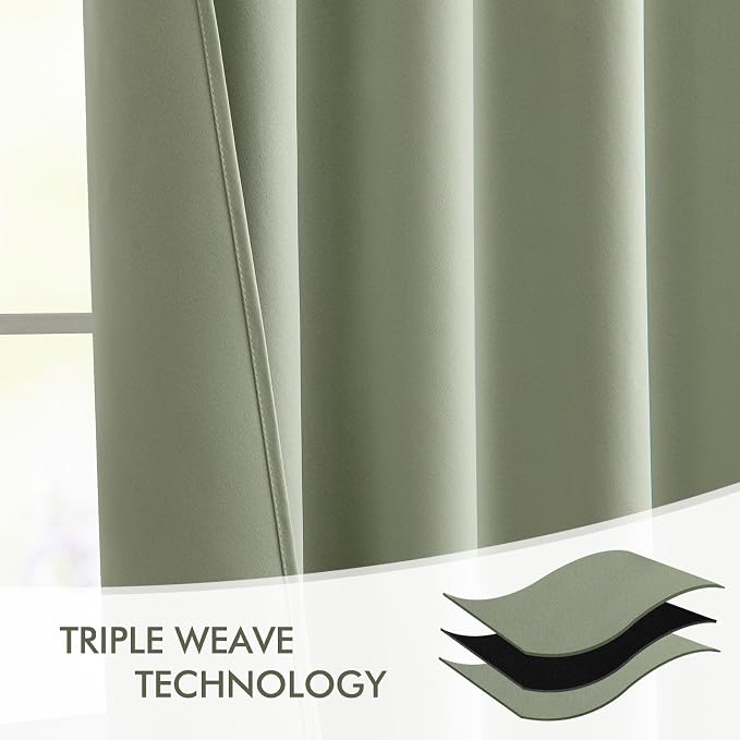 MIULEE Sage Green Back Tab Blackout Curtains 72 Inch Length 2 Panels Set - Image 7