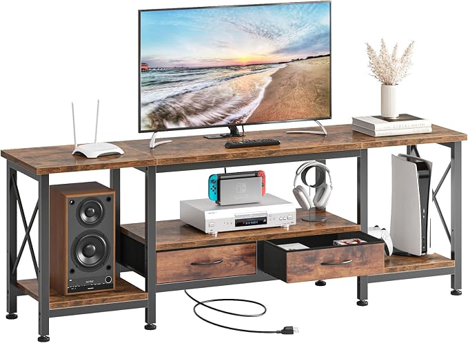 DUMOS 63” TV Stand with Power Outlets, Entertainment Center by DumosLifestyle