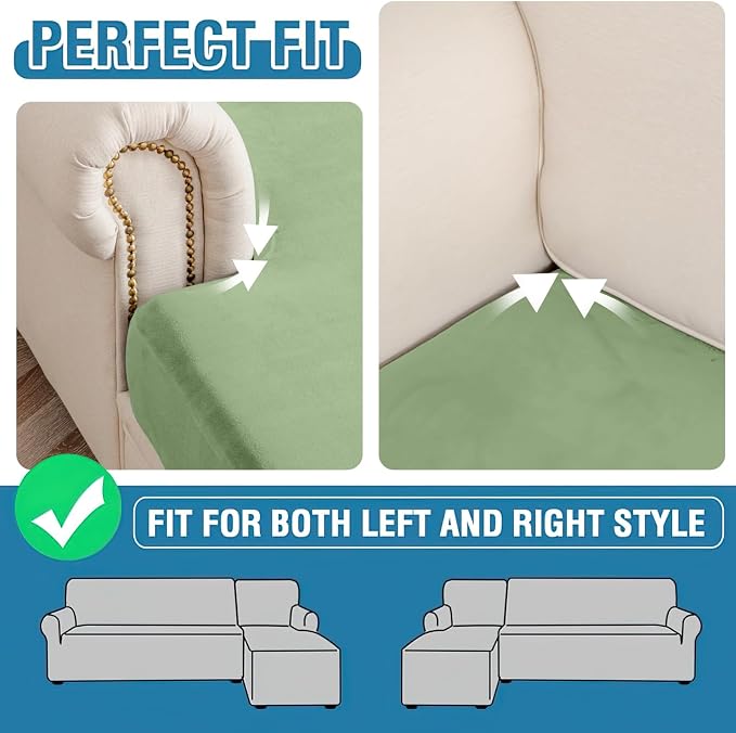 Couch Cover 8-Piece Elastic Velvet Couch Cushion Covers & Chaise Slipcovers - Image 6