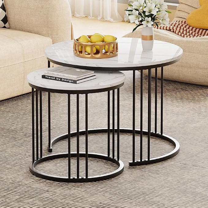 Garden 4 you Coffee Table Faux Marble Nesting Table - Image 2