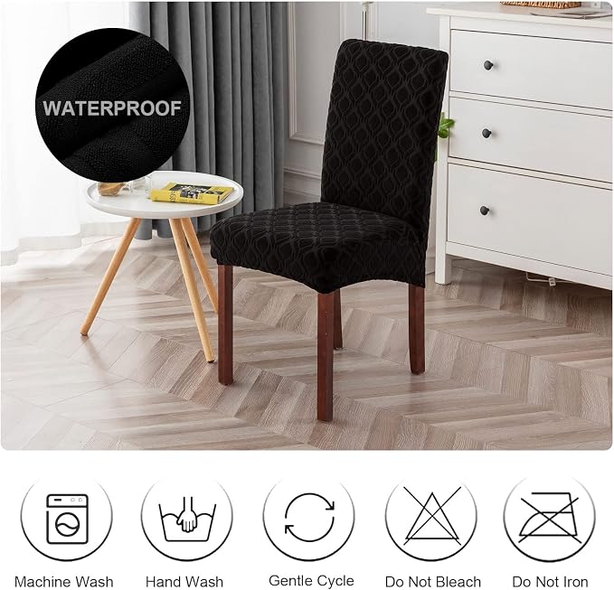 Genina Waterproof Chair Covers for Dining Room, Stretch Jacquard Dining Chair - Image 7