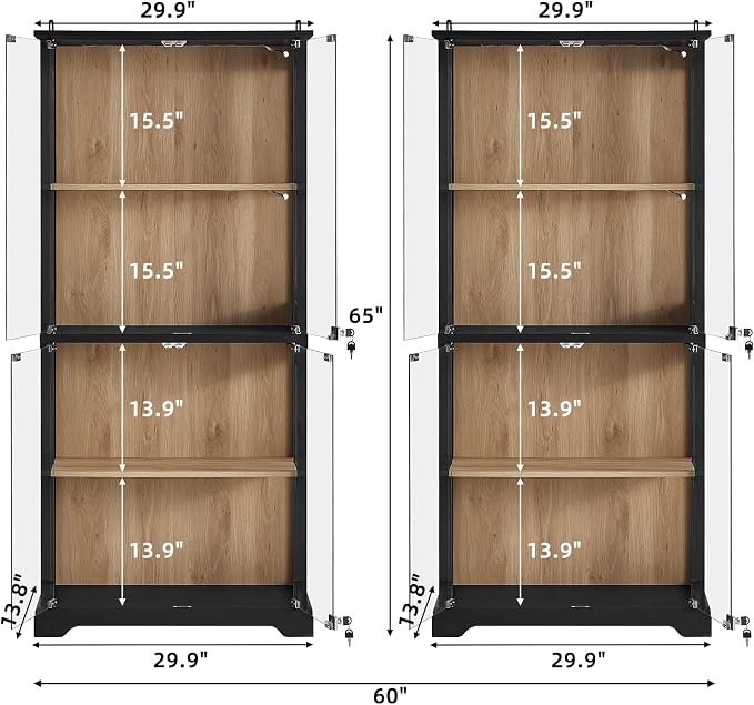 LELELINKY Farmhouse Display Cabinet Set of 2 - Image 3