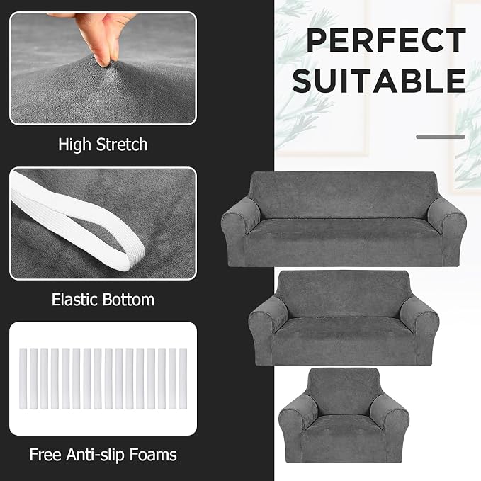 Peryiter 3 Pcs Couch and Loveseat Covers Set Sofa Cover - Image 4
