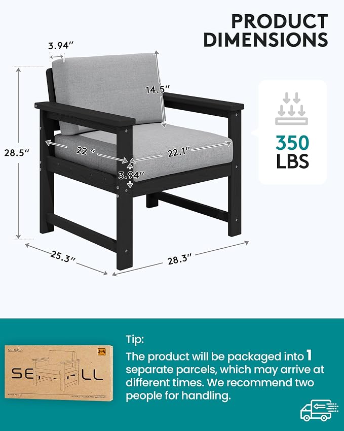 SERWALL 2 Pieces Single Cushioned Lounge Chair - Image 5