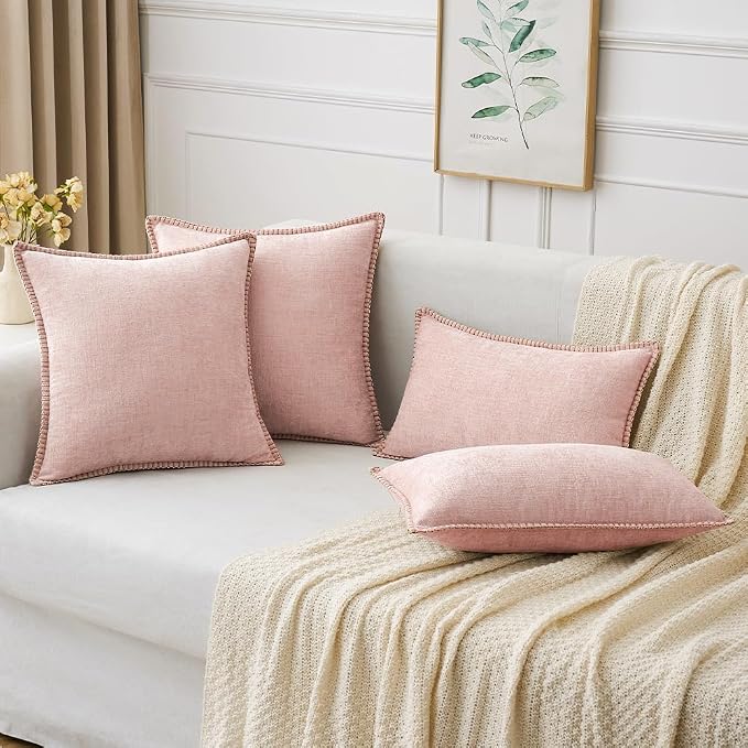 MIULEE Pack of 2 Couch Throw Pillow Covers 16x16 Inch Pink Farmhouse Valentine - Image 5