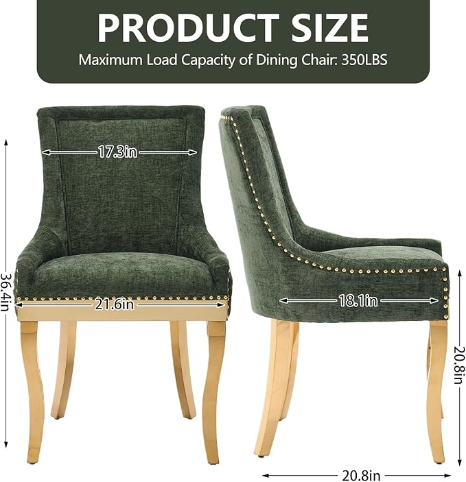 Upholstered Dining Chairs Set of 2, Modern Fabric Side Chairs - Image 3