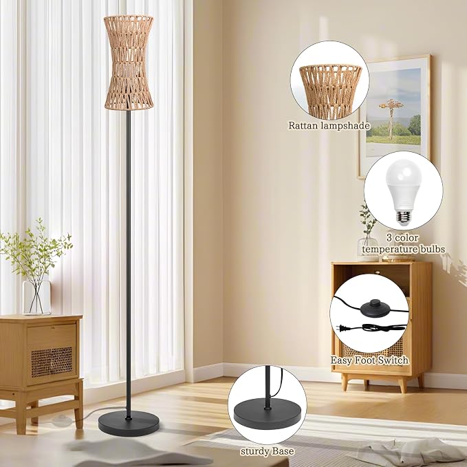 Ruiever Floor Lamp for Living Room, Farmhouse Floor lamp, Modern Standing lamp - Image 3