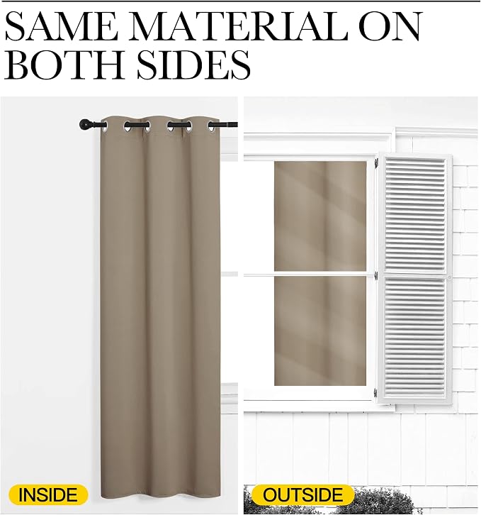 NICETOWN Taupe Blackout Curtains 86" Long, 2 Pieces - Image 6