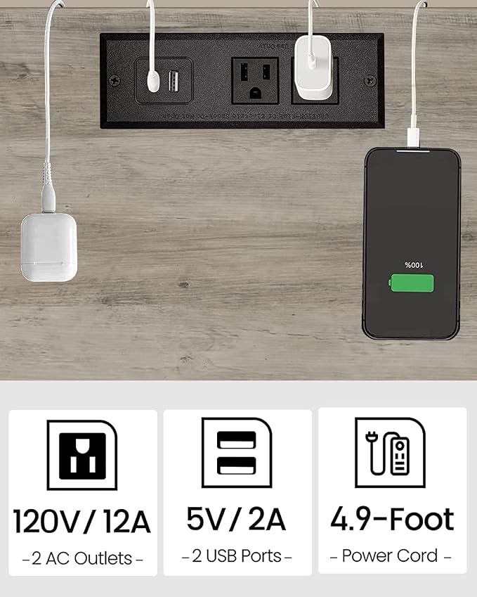 TUTOTAK End Table with Charging Station, Small Side Table, Nightstand Bedside - Image 6