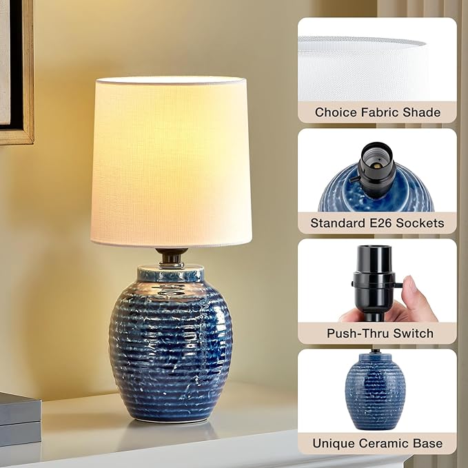 EJIAXIN Small Bedside Lamps -13.75" Farmhouse Table Lamps - Image 6