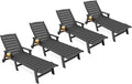 KINGYES HDPE Lounge Chair Outdoor Set of 4, Patio Chaise Lounge Recliner by KINGYES