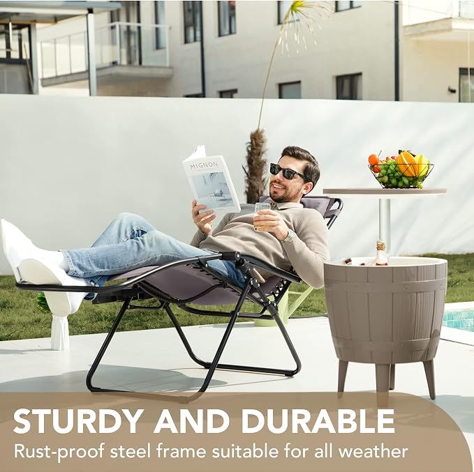 Devoko Patio Zero Gravity Chair Outdoor Folding Adjustable Reclining Chairs - Image 8