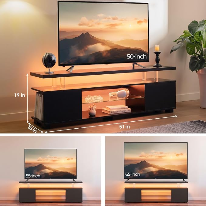 Cubehom Black TV Stand, LED TV Stand - Image 2