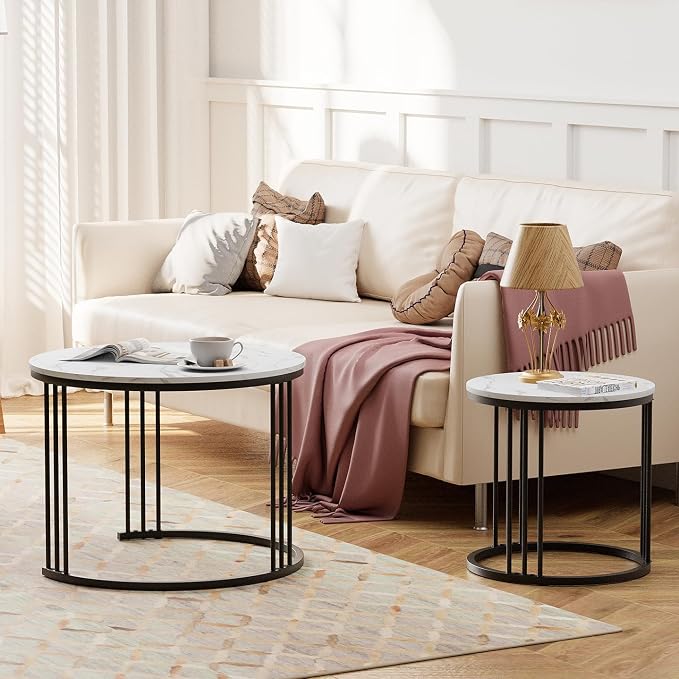 Garden 4 you Coffee Table Faux Marble Nesting Table - Image 6