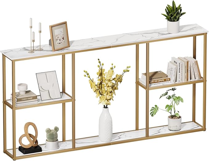 WOHOMO Gold Console Table, 3-Tier Small Entryway Table by WOHOMO