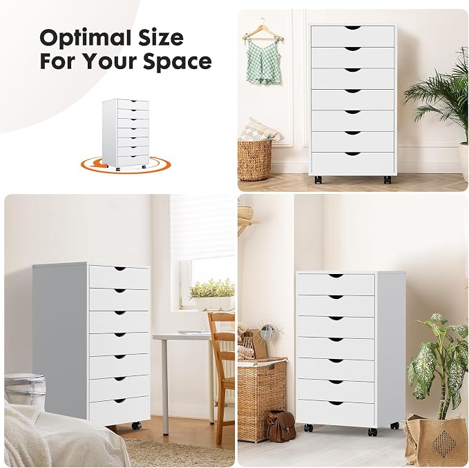 OLIXIS 7 Drawers Rolling File Cabinet, Mobile Under Desk Storage Cabinet - Image 6