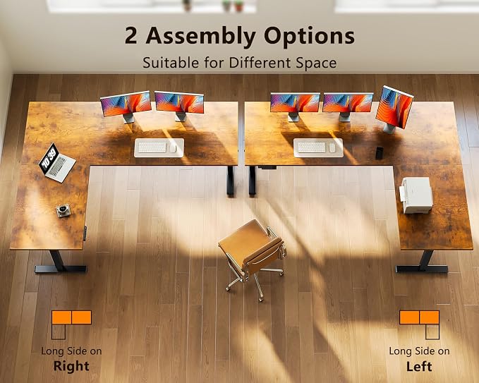 Casaottima 71 Inch Reversible Electric L Shaped Standing Desk, Height - Image 5
