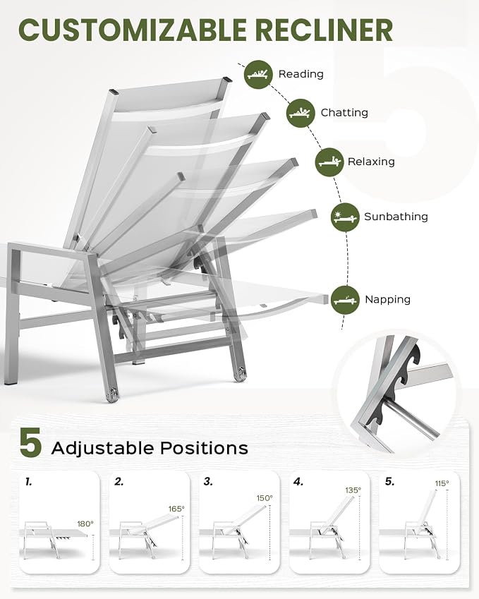 Vexwalx Patio Chaise Lounge Outdoor - Image 5