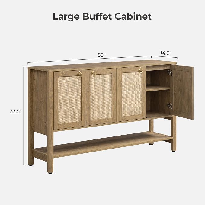 SICOTAS Rattan Sideboard Buffet Cabinet - Image 2