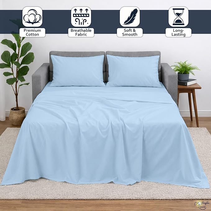 Cottington Lane Sleeper Sofa Sheets Full Size, 4 Piece Premium Quality 100% - Image 2