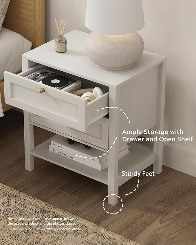 EYYTHUNG Farmhouse Nightstand Set of 2, Wooden Farmhouse Floor Night Stand - Image 4