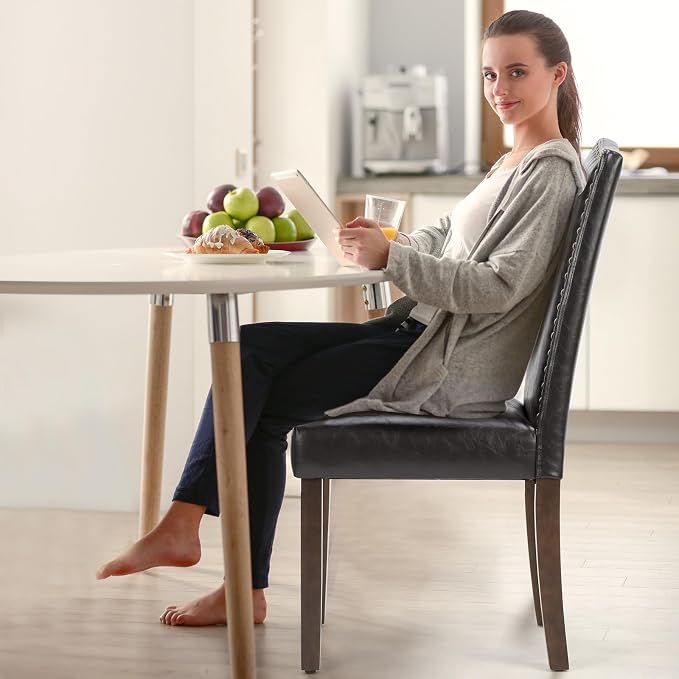 DUMOS Dining Chairs Set of 6, Moden PU Leather Kitchen Table Chairs - Image 6