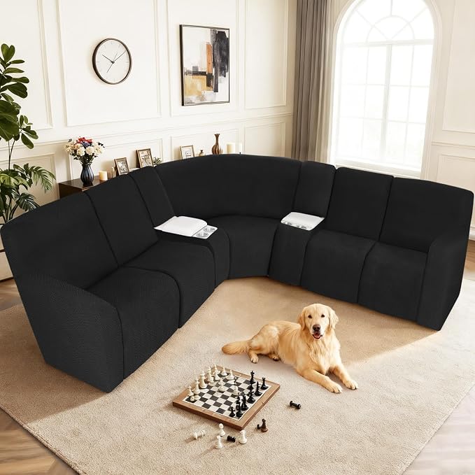 ALIECOM 100% Waterproof Recliner Sectional Couch Covers L Shape Stretch Corner - Image 2