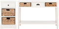 BOWERY HILL Transitional Wood Side Table, Distressed Cream Finish, Compact by BOWERYHILL