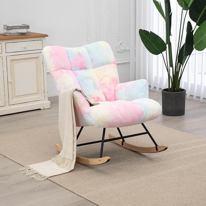 SAETSFEG Rocking Chair Nursery Teddy Upholstered Glider Rocker Rocking Accent by SAETSFEG