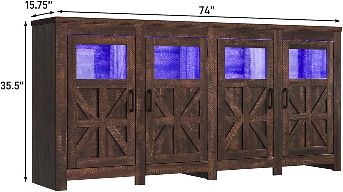 74" Large LED Farmhouse TV Stand - Image 2