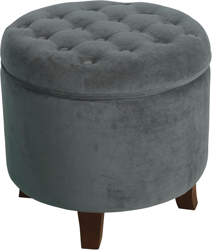 Homepop Home Decor | Upholstered Round Velvet Tufted Foot Rest Ottoman | Ottoman - Image 10