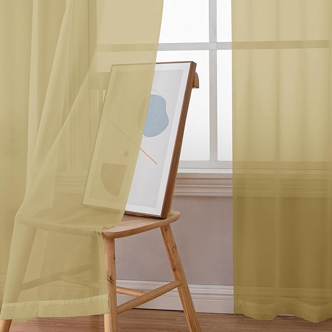 Simplebrand Gold Sheer Tier Curtains - Image 4