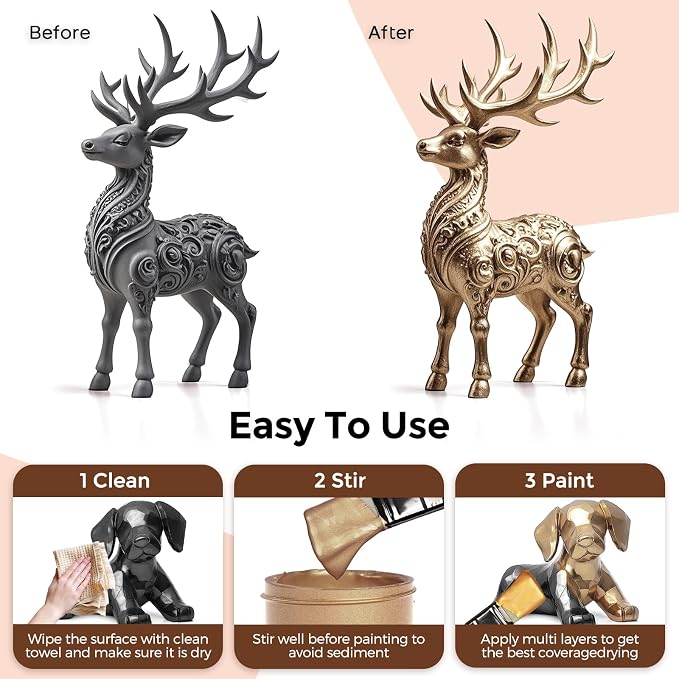 Nicpro Metallic Sahara Gold Acrylic Paint 33.8oz/1000ml, Non Toxic Non Fading - Image 6