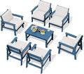 SERWALL HDPE Outdoor Furniture Set, 7 Piece All Weather Wood-Like Outdoor Sofa by SERWALL