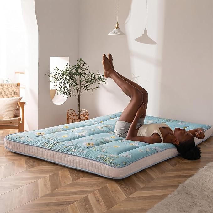 MAXYOYO Rustic Floral Korean Futon Mattress, Padded Japanese Floor Mattress - Image 2