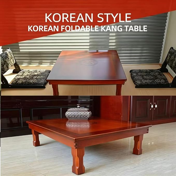 Korean Folding Dining Table, Rectangular Wooden Table - Image 3